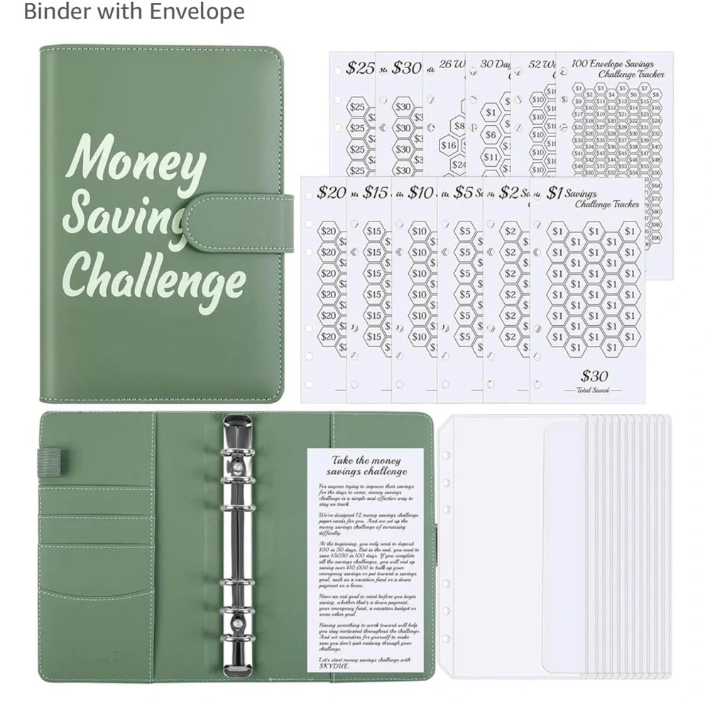 Green Money Saving Challenge Binder